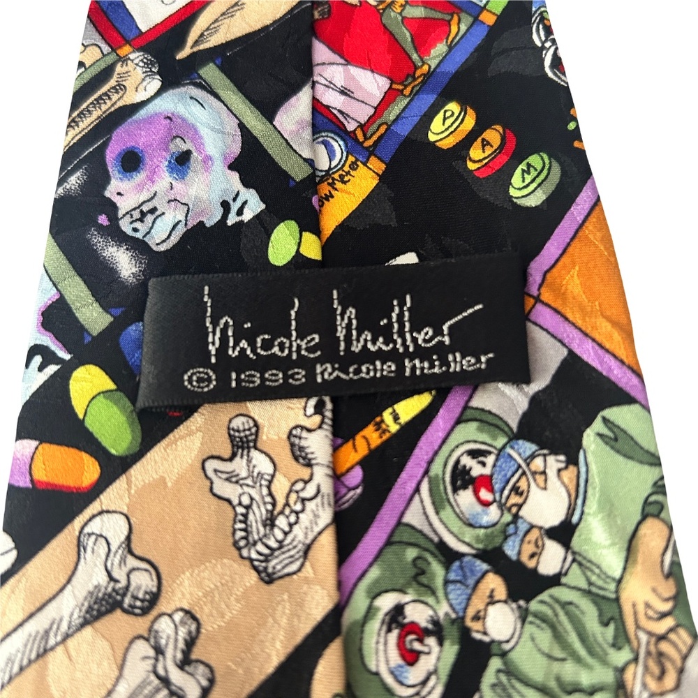Nicole Miller Neck Tie Hand Sewn Novelty Medical Doctor Graphics Vintage NWOT - Picture 10 of 14